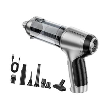 Imagem de WeiLaiKeQi Máquina de limpeza portátil de pó de pó, 80w 7,4V limpeza rápida, aspirador sem fio portátil para automóvel para automóveis, Pincel Cinza Prateado