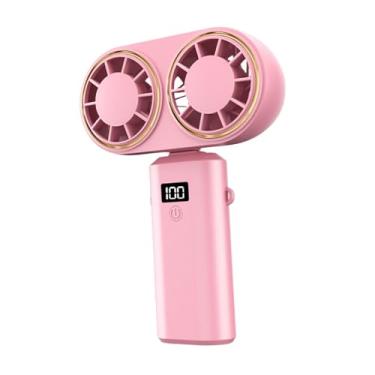 Imagem de IEUDNS Ventilador de Acampamento Ventilador de Barraca Tomadas Duplas Silencioso Multifuncional Ventilador de Mesa de Vento Forte Ventilador Pessoal para Pát, rosa