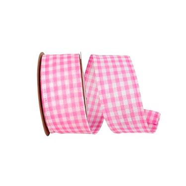 Imagem de Reliant Ribbon Fita de borda com fio Gingham Value, rosa