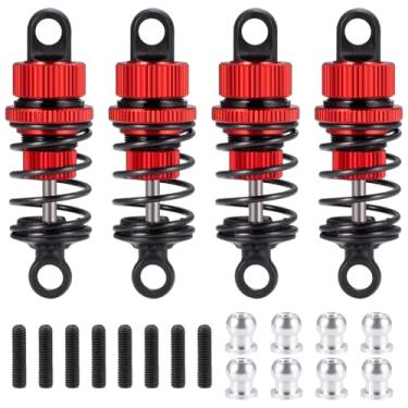 Imagem de QUE-T Amortecedor dianteiro traseiro de alumínio de 50 mm para carro RC Tamiya M03 M04 M05 M06 RC 1:10 (vermelho)