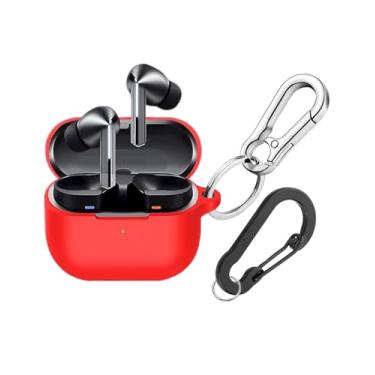 Imagem de Compatível com Samsung Galaxy Buds 3, capa protetora de silicone macio para Galaxy Buds 3 Pro com chaveiro, capa à prova de choque para Galaxy Buds Pro 3 (2024) para mulheres e homens (vermelho)