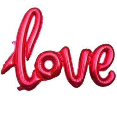 Imagem de Bexiga Balão Metalizado 100cm Namorados Love Vermelho - Warna