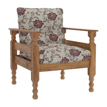 Imagem de Poltrona Madeira Maciça Liz Multimóveis Vcr7003 Floral Vermelho Floral Vermelho