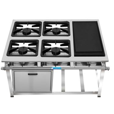 Imagem de Fogão Industrial 4 Bocas 30x30 P5 ap em Aço Inox Chapa Forno