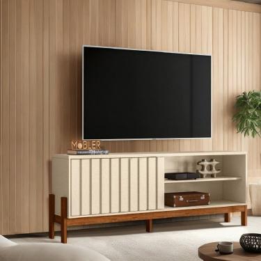 Imagem de Rack Ripado para TV até 75 Polegadas 1 Porta de Correr com Pés New Aurora Mobler