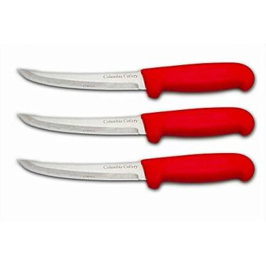 Imagem de Faca de desossa/filete vermelha Columbia Cutlery de 15 cm - curvada e rígida (pacote com 3)