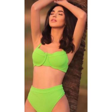 Imagem de Biquini Cintura Alta Hot Pants - Migri Store, Verde neon, P/M veste 38