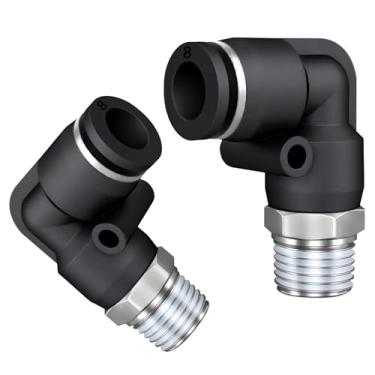 Imagem de NANLACH PNEUMATIC cotovelo macho 1/4 polegada tubo OD x 3/8 polegada NPT rosca 90 empurrar para conectar encaixes PL-1/4-3/8 (pacote com 10)