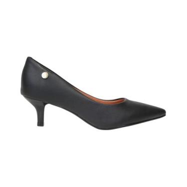 Imagem de Scarpin Vizzano Sandália Bico Fino Feminino Salto Baixo, Preto, 35