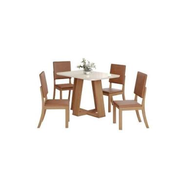Imagem de Mesa Jantar Lins 120 4 Cadeiras Mila Plus Caramelo - Henn