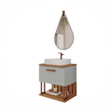 Imagem de Gabinete de Banheiro Duna 60 com Espelho Gota Pistache/Freijo - MGM