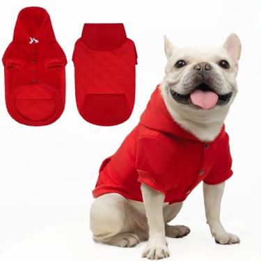 Imagem de KOOLTAIL Casaco quente de inverno para cães pequenos, jaqueta impermeável para cães com furo na coleira, colete para cães em clima frio para inverno, moletom com capuz macio para animais de estimação,