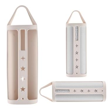 Imagem de Capa de silicone macio compatível com Sonos Roam 2 / Sonos Roam Alto-falante Bluetooth portátil, inteligente, à prova d'água, capa protetora para alto-falante Sonos Roam 2/Sonos Roam (Off White)