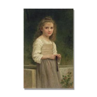 Imagem de NHLDZYH William Adolphe Bouguereau Impressões artísticas - Pintura de retrato - (Menina 10) - Pôster temático de mitologia grega - Pôster de decoração de parede vintage. Tela 30 x 48 cm - 11,8 x 18,8