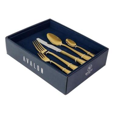 Imagem de Faqueiro 30pc aco inox avalon dourado - ROJEMAC IMPORTACAO E EXPORTACA