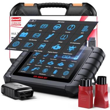 Imagem de iCarsoft Ferramenta de diagnóstico bidirecional sem fio CR Max BT (aprimorada), adaptação ECU/Teach-in, scanner OBD2 com tela sensível ao toque 4 em 1 e adaptador OBD de 38 pinos + 20 pinos