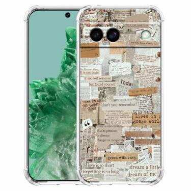 Imagem de malegaon Antigo jornal estética vintage retrô arte colagem, capa completa de TPU macio moderno para Google Pixel 8a transparente