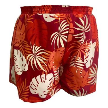 Imagem de Shorts Feminino Plus Size Laranja Folhas - ALPHAPOLO, Laranja, G2