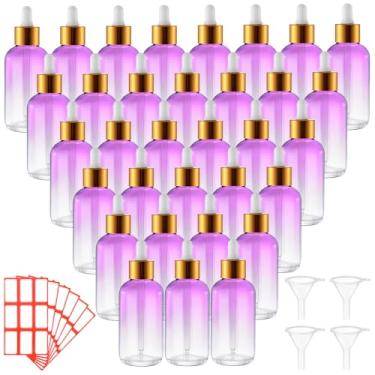 Imagem de Dandat 50 frascos conta-gotas de vidro de 120 ml com conta-gotas, funis, adesivos para perfumes de óleo essencial (gradiente roxo)