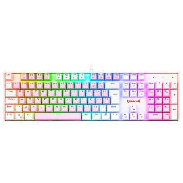 Imagem de Teclado Mecânico Gamer Redragon Mitra, RGB, Switch Brown, ABNT2, Rosa e Branco