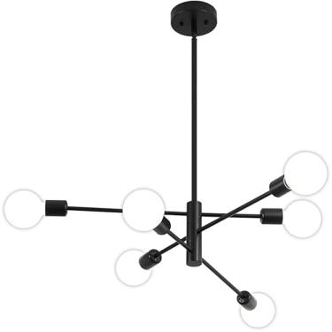 Imagem de Home-Neat Lustre Pendente Sputnik Moderno 6 Lâmpadas E27 Luminaria de Teto (Preto)