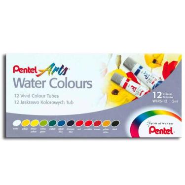 Imagem de Tinta Aquarela Pentel Arts Water Colours Com 12 Cores