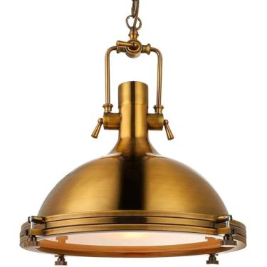 Imagem de Iluminação pendente Lâmpada pendurada Lâmpada Industrial Náutico Luz de pendente única - lâmpada pendente de 12,6 polegadas com lustres de equipamento de lustre de lustre de difusor de fosco