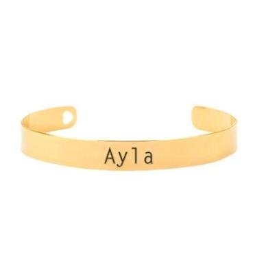Imagem de Bracelete Personalizado Gravação Nome Ayla Banhado Ouro 18K - 999003242-Feminino