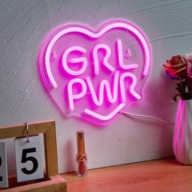 Imagem de Cusgazy Placa Fofa De Led Neon Girl Power, Placas Alimentadas Por Usb, Luz Noturna, Arte Parede 3D E Decoração Sala Jogos, Quarto, Estar, Festa, Lâmpada Para Crianças, Meninas Meninos