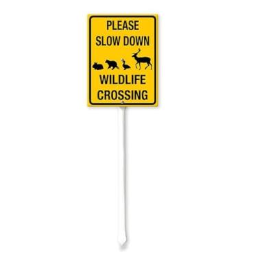 Imagem de SRongmao Placa De Passagem Animais Selvagens Com Estaca 7 X 8,8 Polegadas, Alumínio À Prova Ferrugem Para Jardim, Gramado, Rua E Áreas Externas