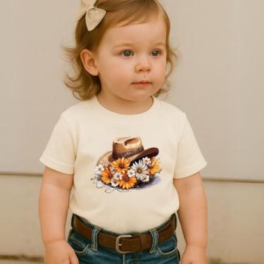 Imagem de Camiseta Infantil Manga Curta Estamp Chapéu Florido Modinha Country Fe