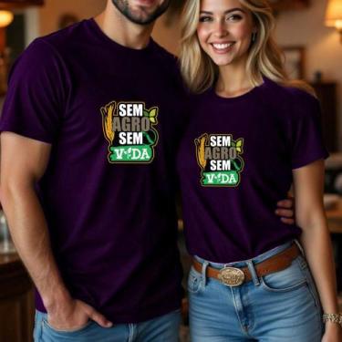 Imagem de Camiseta Algodão Unissex Casal Country Estampa Sem Agro Sem Vida Namor
