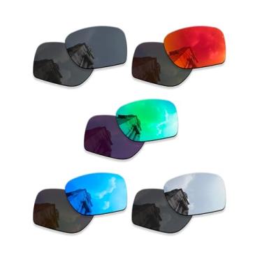 Imagem de Betterun 5 pares de lentes polarizadas de substituição para óculos de sol Oakley Sylas OO9448, antiarranhões e resistentes a impactos, Preto retrô + prata + azul + fogo + verde, Tamanho �nico