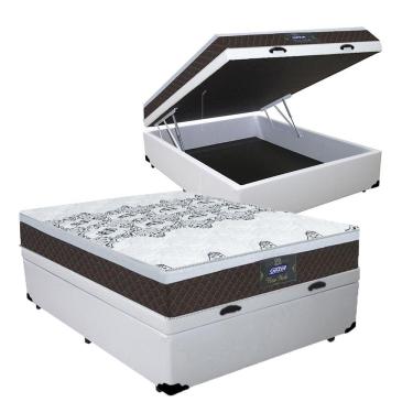 Imagem de Cama Box Casal Baú + Colchão Molas Ensacadas Gazin com Euro IN New York 138x188x64cm