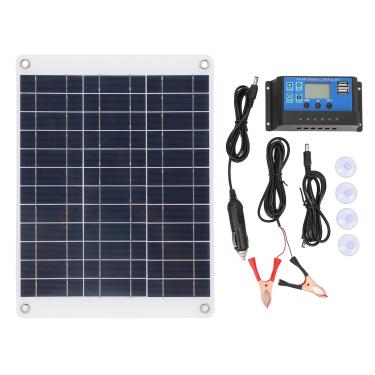 Imagem de MUNEFE Painel solar portátil de 50W, painel solar monocristalino, painel de carregamento solar, adequado para luzes de acampamento e outros dispositivos, etc.