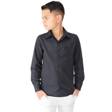 Imagem de Camisa Social Slim Manga Longa Infantil de Menino Noivinho - EwG, Pret