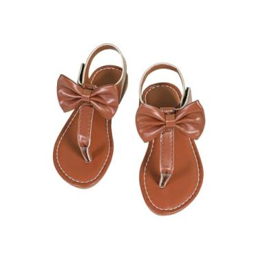 Imagem de Verdusa Sandálias femininas de verão com laço de bico aberto e tira no tornozelo, Marrom, 12 Big Kid