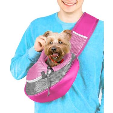 Imagem de Cuddlissimo Bolsa de transporte para animais de estimacao - Bolsa de transporte para caes pequenos e gatos - Para cachorrinho Yorkie Chihuahua Baby Papoose Bjorn - Mochila frontal para caminhadas no peito pacote para usar (rosa)