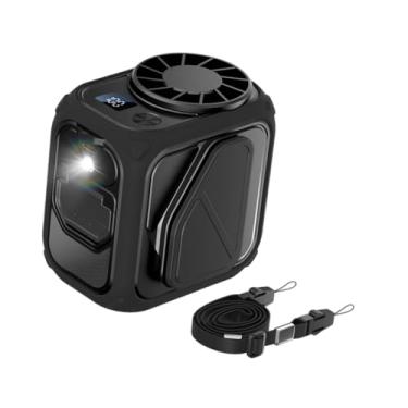 Imagem de IEUDNS Ventilador de cintura portátil Pequeno ventilador pessoal Leve Mãos-livres Baixo ruído Clipe de cinto na lanterna para atividades ao ar livre Andando, Preto