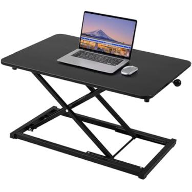 Imagem de Raathionty Conversor de mesa em pé com altura ajustável, suporte de teclado para suporte de mesa, suporte ergonômico para sentar, estações de trabalho de computador, preto, tamanho 60 cm