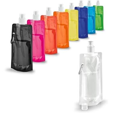 Imagem de Squeeze garrafa de água garrafinha dobrável levar na bolsa para academia 460ml Transparente (SORTIDO,1)