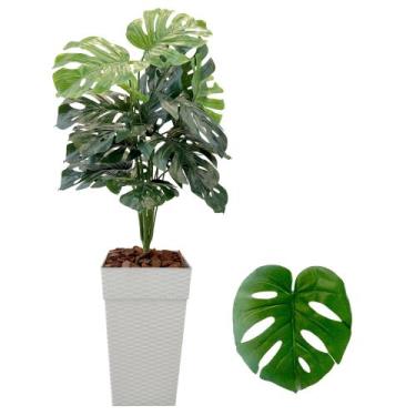Imagem de Planta Costela De Adão Artificial Com Vaso Cores Casca Casa - FlorImp