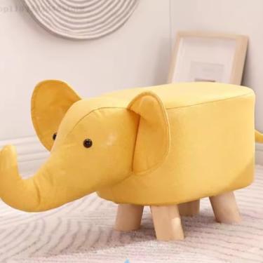 Imagem de Banqueta Infatil de Elefante Decoração de Quarto Brinquedoteca Consultorio Médico Descanso para os pés 4HUB E-IMPORTS (Elefante Amarelo)