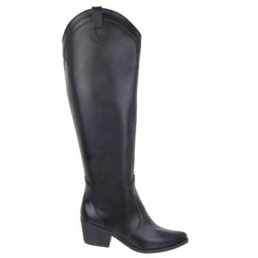 Imagem de Bota Texana Feminina Cano Longo Zíper Lateral Casual Dia a Dia