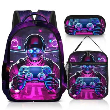 Imagem de jvycjlu Conjunto de mochila de jogos para meninos, mochila de jogos, lancheira para meninos e bolsa de lápis para crianças, 42 cm, Game-hjqz-8, GAME-HJQZ-8, Mochilas de viagem