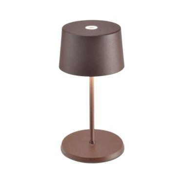 Imagem de Zafferano – Luminária Portátil Olivia Mini (Corten) LED 2200K–3000K | Recarregável com Memória de Intensidade, Sensor Touch e Base de Contato | Ideal p/Ambientes Internos e Externos (IP65)