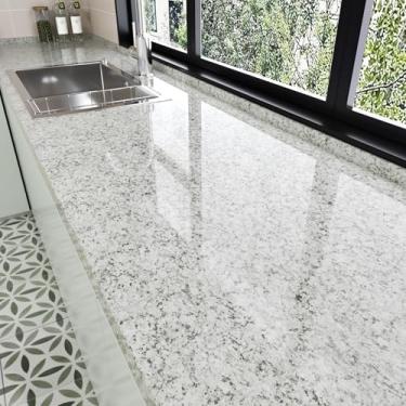 Imagem de Wallderful Papel de contato de granito cinza para bancadas, papel de parede de mármore, descasque e cole à prova d'água autoadesivo no papel de parede para cozinha, banheiro, mesa, gabinetes, 61 cm x