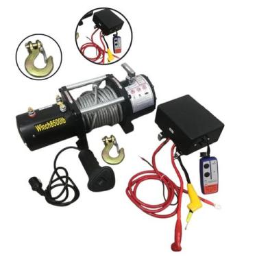 Imagem de Guincho Elétrico 12V 8500 LB com Cabo Aço 24 metros e Controle Remoto 
