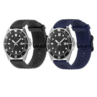 Imagem de Compatível com pulseiras Casio MDV106, pulseira de silicone esportiva de liberação rápida de 22 mm compatível com relógio Casio MDV106-1AV/MTP-VD01 (pacote com 2 unidades, preto + azul, pulseira de