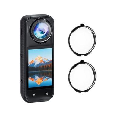 Imagem de SZZCNOX Conjunto de proteção de lente premium para Insta360 X5, acessórios de lente protetora de vidro óptico endurecido 9H para câmera panorâmica Insta360 X5, impermeável, à prova de poeira e